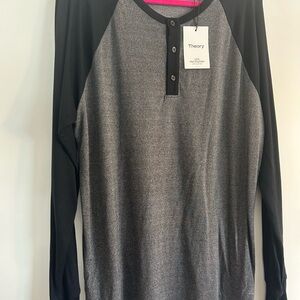 Theory Charcoal and Black Long Sleeve Raglan Shirt